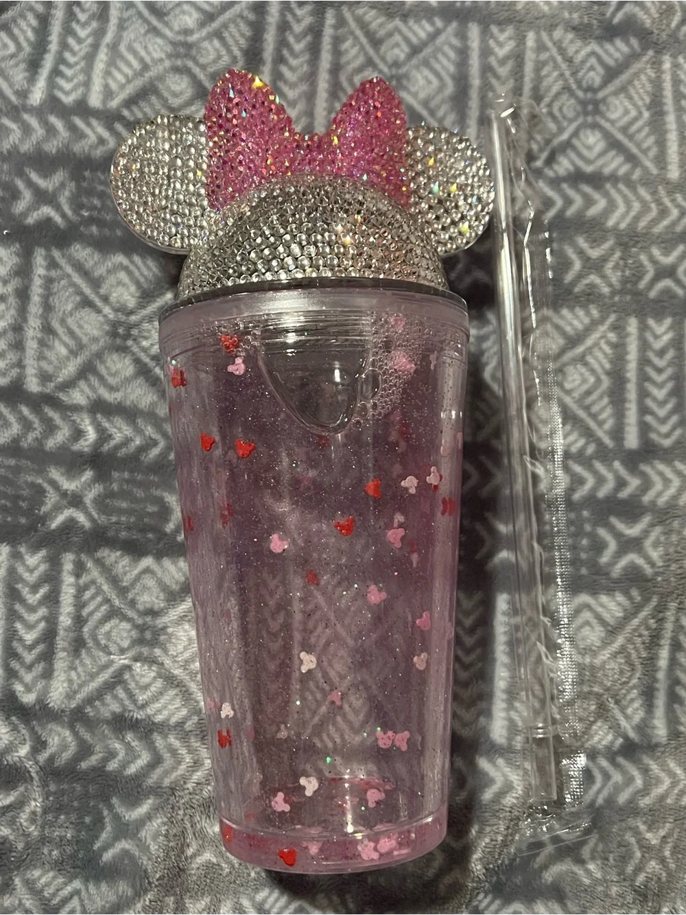 Minnie rhinestone lids for acrylic cups